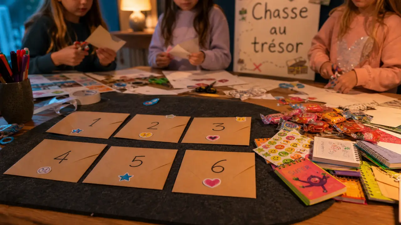 Activité anniversaire 8 ans fille : chasse au trésor créative avec enveloppes numérotées