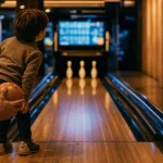 Age bowling enfants 6 à 7 ans : parent et enfant prêt à lancer, sécurité.