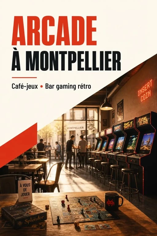 Salle d'arcade montpellier : intérieur d’un café arcade convivial avec bornes rétro et espace jeux