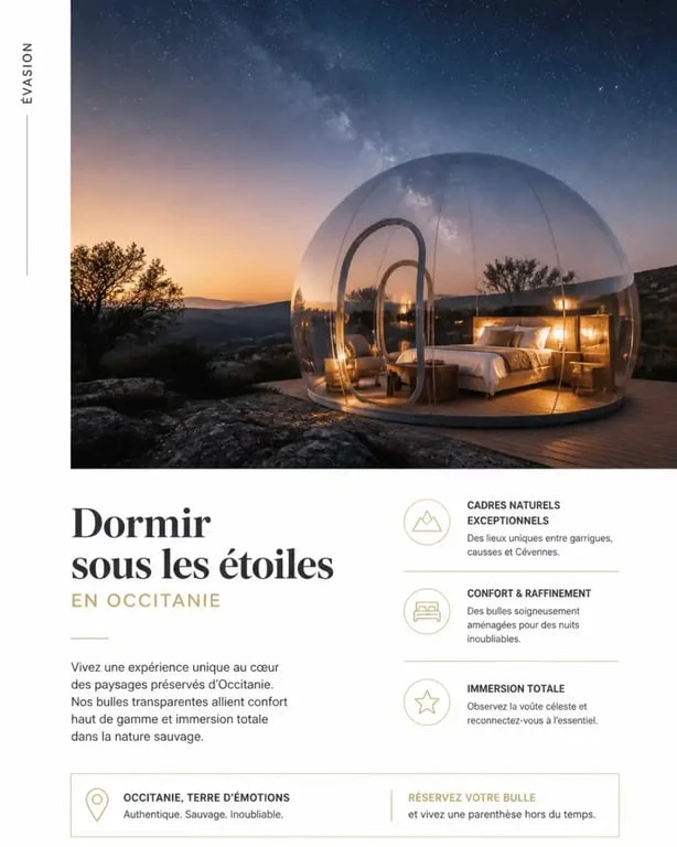 Nuit insolite dans une bulle transparente en Occitanie pour dormir à la belle étoile