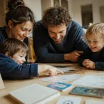 Jeux à faire en famille, enfants et parents choisissent un jeu à table