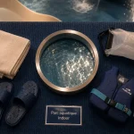 Parc aquatique intérieur : accessoires famille sur moquette antidérapante