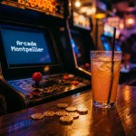 Salle d'arcade montpellier : jeton à 1€ et bornes rétro, néons et comptoir