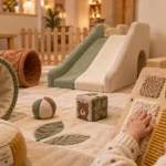 Air de jeux interieur bebe : tapis d’éveil, tunnels et mini toboggan