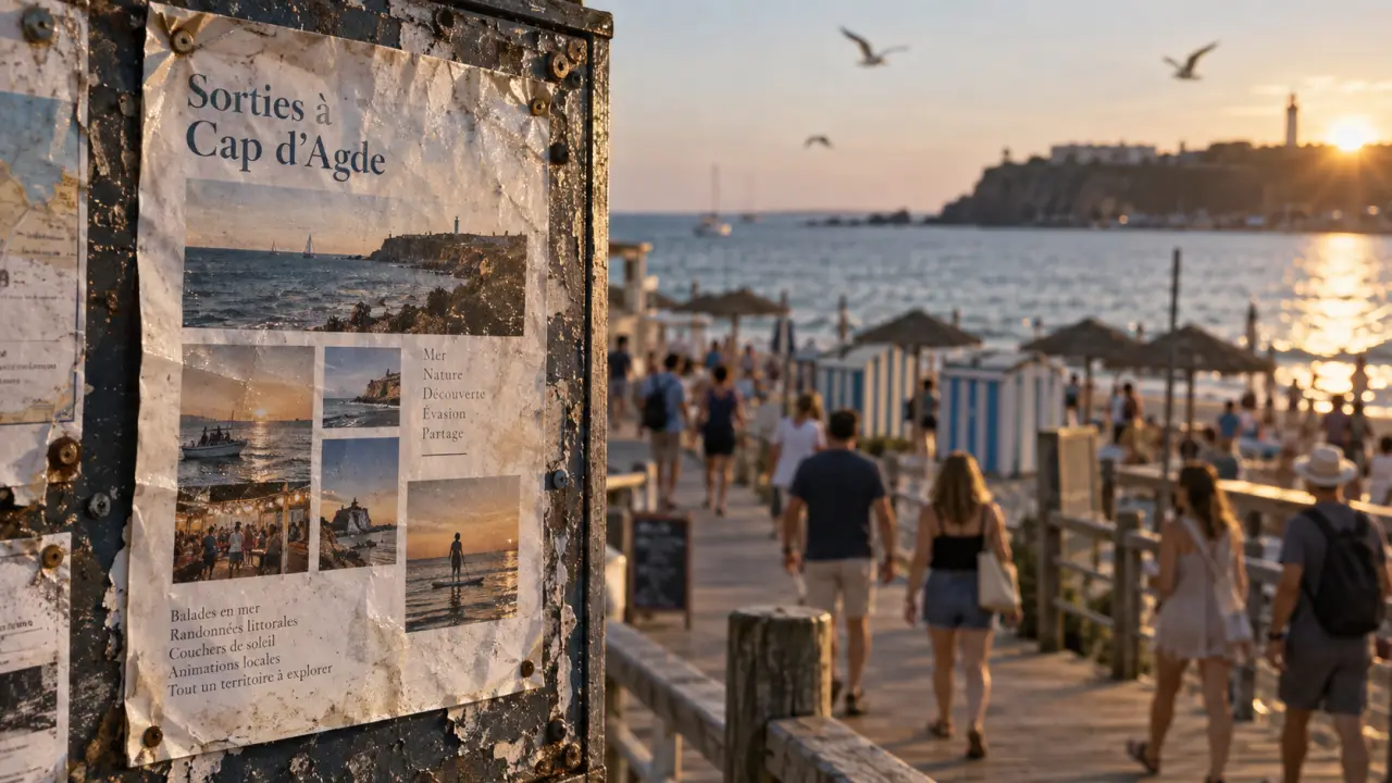 Animation cap d Agde ce week end : affiche sur le front de mer