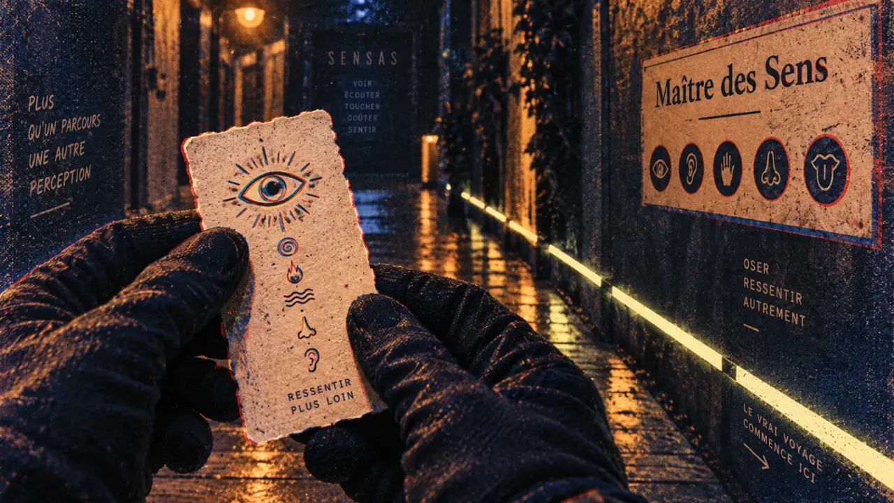 Escape game 5 sens Montpellier, couloir sombre et bandes phosphorescentes