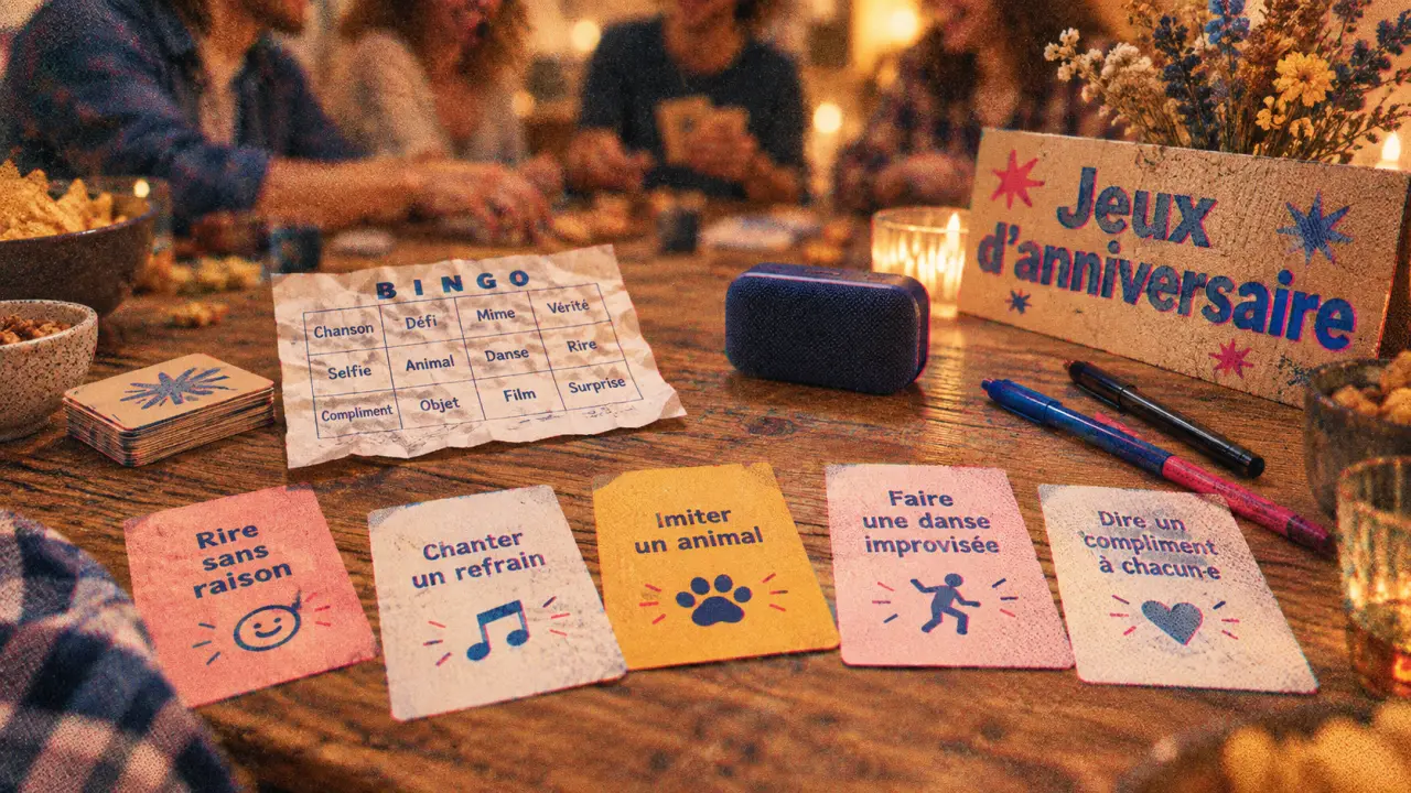 Jeux animation anniversaire sur table : bingo et cartes