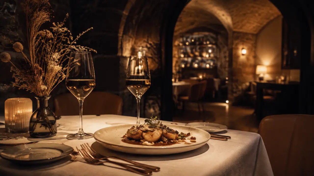 Restaurants pourcel montpellier : table gastronomique, vin et assiette