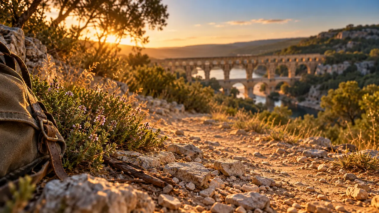 Balades Gard au Pont du Gard, sentier en garrigue vers Cévennes