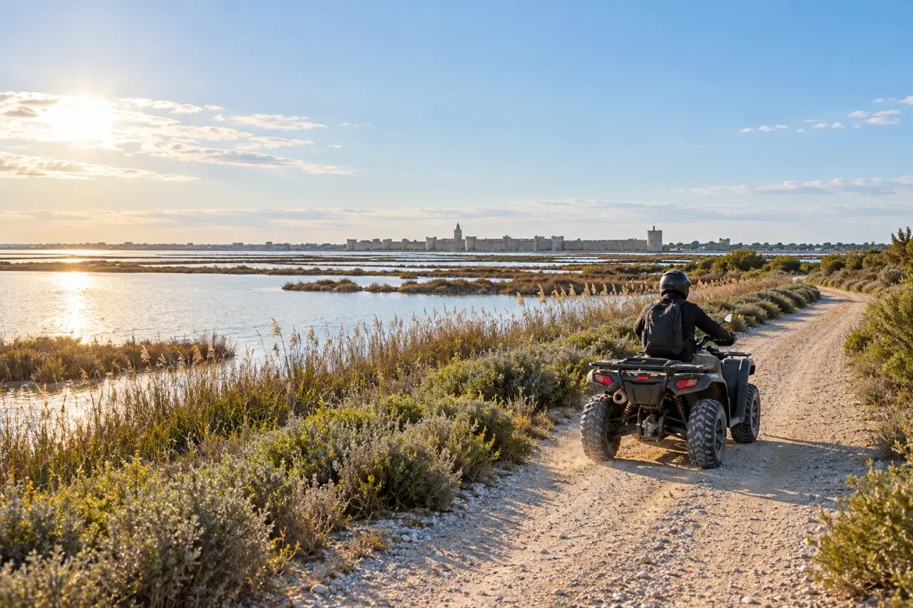 Balade quad Montpellier en Petite Camargue près d'Aigues-Mortes