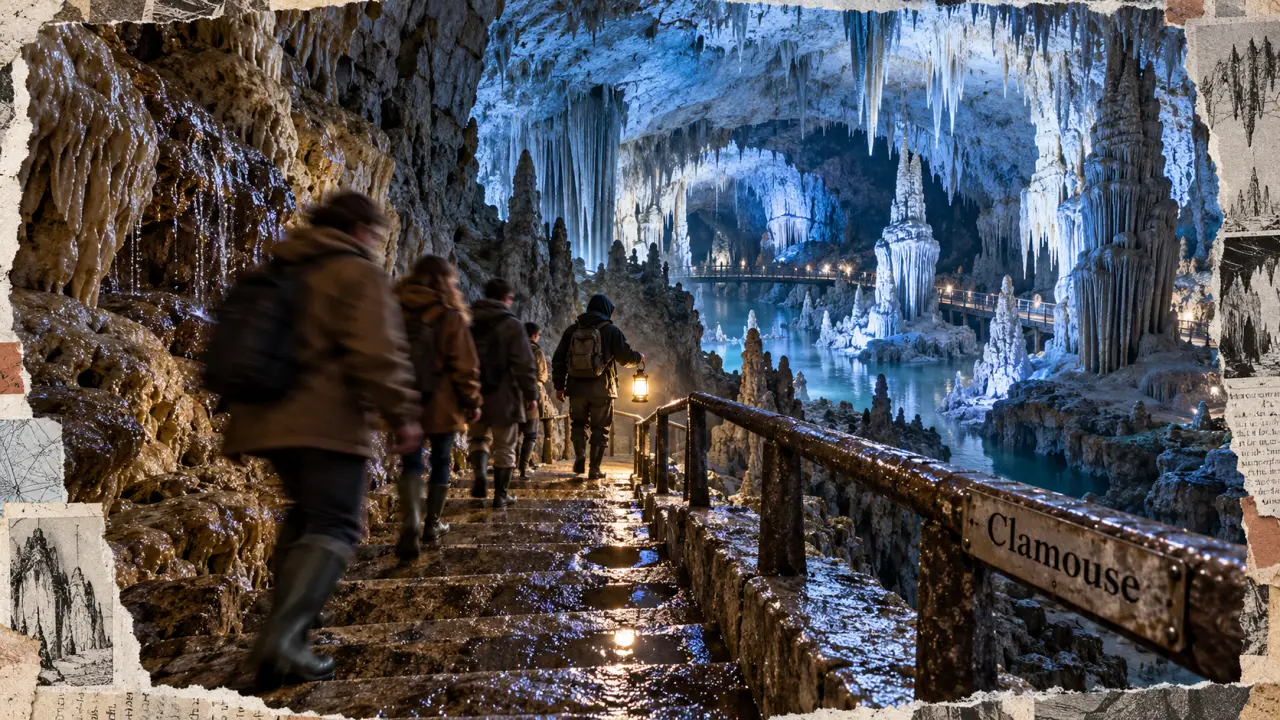 Grotte a visiter montpellier : intérieur des Cristaux de Clamouse