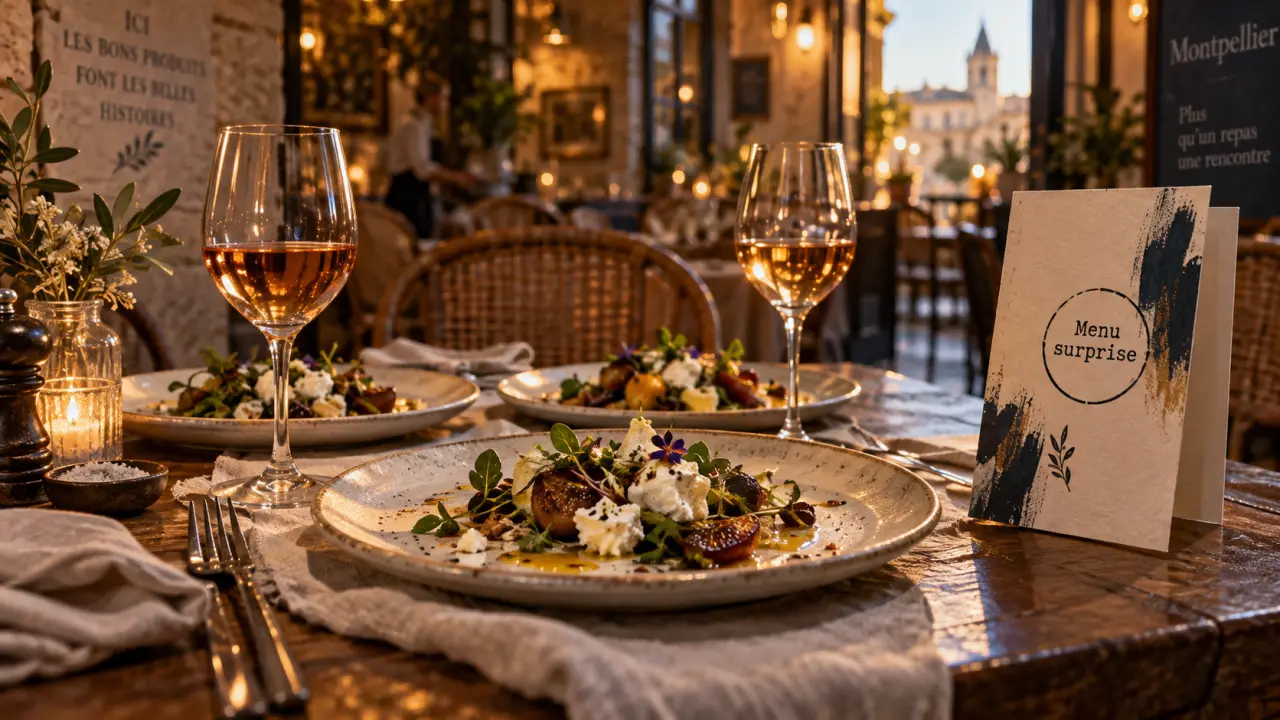 Les 10 meilleurs restaurants à Montpellier Hérault 2025 : table Le Jardin des Sens Céna Terminal 1, assiettes et vin