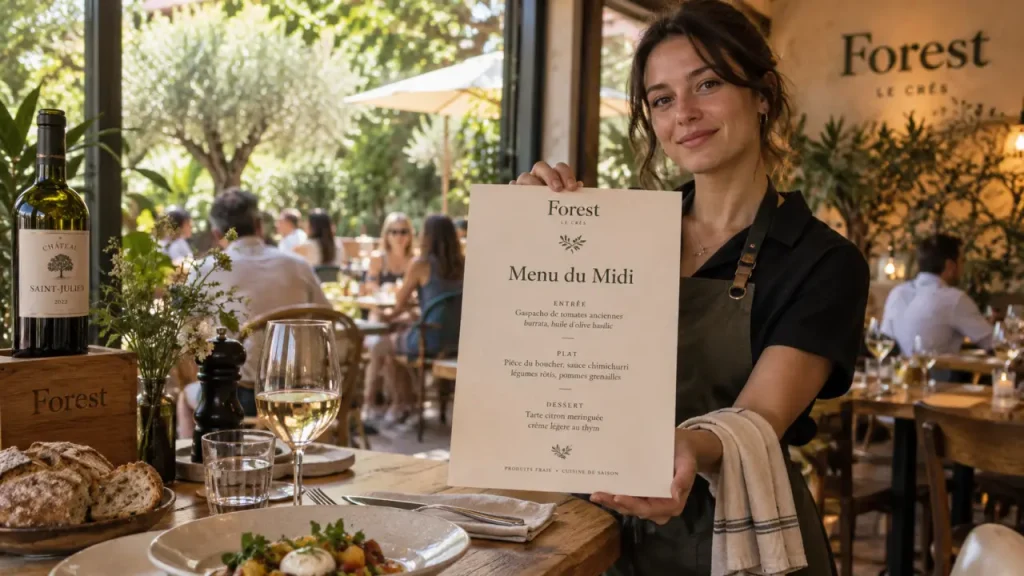 Restaurant Le Forest au Crès : menu à 14,90 €, bouteilles à 25 € et horaires à vérifier avant de venir